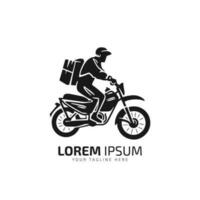 een Mens is rijden een scooter fiets logo vector. levering icoon vector