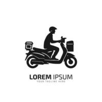 uitdrukken levering doos logo icoon vector sjabloon met motor fiets scooter Mens logo