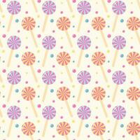 kolken lolly en ronde snoepjes naadloos patroon. zoet lolly pastel achtergrond. vector