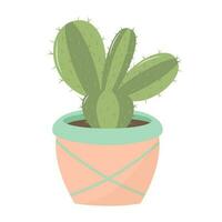 schattig bloeiend cactus in een pot. huiselijk fabriek in pastel kleuren geïsoleerd Aan wit achtergrond. vector