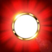 metalen goud ring met tekst ruimte en rood licht verlicht, vector illustratie