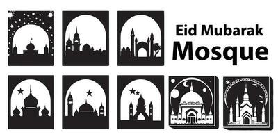 een reeks van silhouet moskee voor eid-ul-adha vector