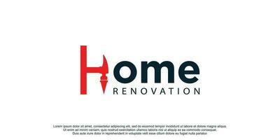 huis logo vector met creatief concept voor renovatie bouwbedrijf premium vector