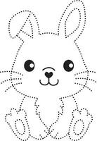 konijn huisdier stippel lijn praktijk trek tekenfilm tekening kawaii anime kleur bladzijde schattig illustratie tekening klem kunst karakter chibi manga grappig vector