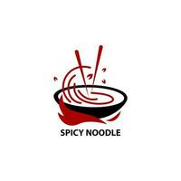 pittig noodle keuken logo vector illustratie