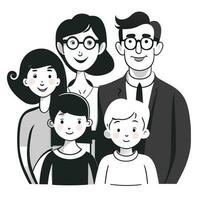 gelukkig familie vader, moeder en kind schattig hand- getrokken patroon vector illustratie ontwerp lijn tekening.