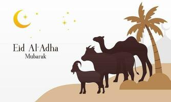 vieren eid al adha mubarak Islamitisch achtergrond met korban dieren vector