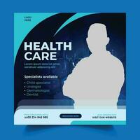 gezondheidszorg banier of plein folder met dokter thema voor sociaal media post sjabloon vector