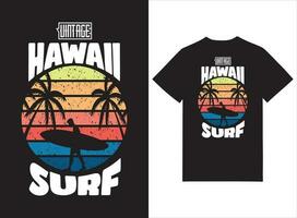 wijnoogst Hawaii surfing t-shirt ontwerp vector