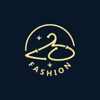kleding en mode logo ontwerp hanger concept, creatief gemakkelijk mode winkel bedrijf mode vector