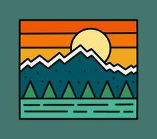 berg top camping buitenshuis insigne t overhemd sticker vector illustratie