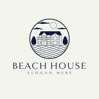 strand huis vector logo ontwerp. huis en golven logo. echt landgoed en reizen logo sjabloon.