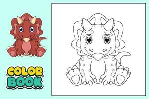 kleur boek voor kinderen schattig triceratops vector