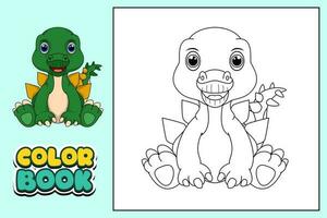 kleur boek voor kinderen schattig stegosaur vector