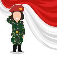vrouw soldaat tekenfilm vector
