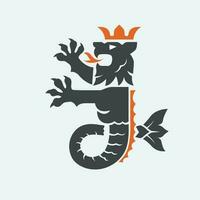 zee leeuw met kroon heraldisch mascotte vector