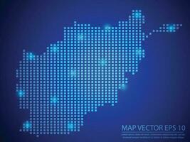 plein punt kaart blauw kleur, afghanistan kaart met licht Aan blauw achtergrond vector