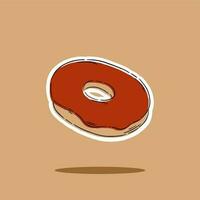 schattig donut met chocolade glazuur en wit Choco vector illustratie voedsel bakkerij tekening geïsoleerd Aan wit achtergrond