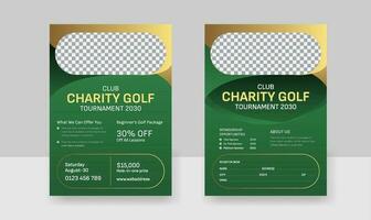 golf toernooi folder sjabloon, sport dubbele kant folder voor golf vector illustratie eps