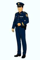 politieagent karakter, vector portret in tekenfilm stijl.