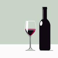 een fles van wijn en een elegant glas van wijn, vlak vector grafisch illustratie.