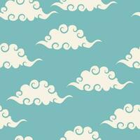wolken in de lucht, Chinese stijl. naadloos patroon, vector illustratie