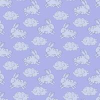 wolken in de lucht, konijn. naadloos patroon, vector illustratie
