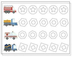 handschrift opleiding, leerzaam spel voor kinderen, tekenfilm auto's. vector