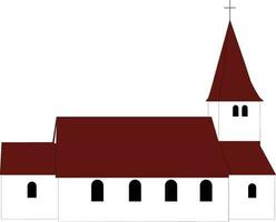 wit kerk met rood dak en kruis Aan toren vector