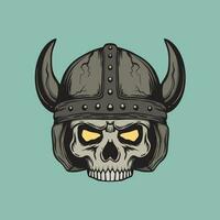schedel viking kunst illustratie hand- getrokken stijl premie vector voor tatoeëren sticker logo enz