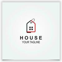 prijs label etiket met huis huis verkopen kopen echt landgoed eigendom afzet promo logo premie elegant sjabloon vector eps 10