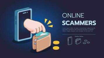 hand- nemen geld van portemonnee, online scam, cyber misdrijf vector