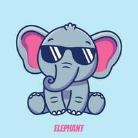 olifant met zonnebril schattig vector
