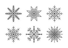 sneeuwvlok dun zwart lijn pictogrammen sneeuw vector reeks
