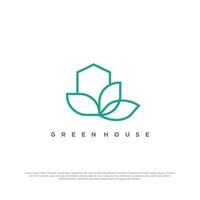 groen huis logo vector met lijn kunst concept