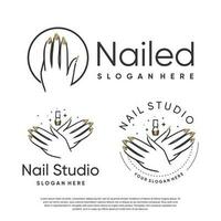 nagel logo ontwerp verzameling met modern schoonheid concept vector