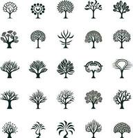 silhouet van reeks verschillend bomen vector illustratie ontwerp 012