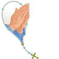 bidden handen met christen rozenkrans vector