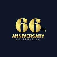 gouden 66e verjaardag logo ontwerp, luxueus en mooi pik gouden kleur voor viering evenement, bruiloft, groet kaart, en uitnodiging vector