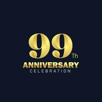 gouden 99e verjaardag logo ontwerp, luxueus en mooi pik gouden kleur voor viering evenement, bruiloft, groet kaart, en uitnodiging vector