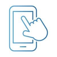 smartphone met handindexerende betalingen online gradiëntstijl vector