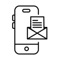 smartphone met envelopbetalingen online lijnstijl vector