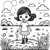 een meisje spelen Aan grond vector silhouet illustratie