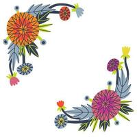bloem dahlia's grens voor tekst in vector hand- getrokken stijl