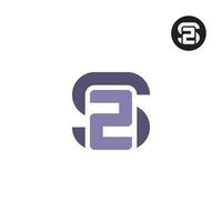 brief sz s2 monogram logo ontwerp vector