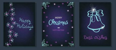 reeks van Kerstmis groet kaart met hand- belettering vector