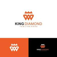 de diamant en koning kroon logo ontwerp is gemakkelijk en uniek vector