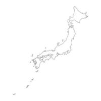 zeer gedetailleerde japan kaart met randen geïsoleerd op background vector