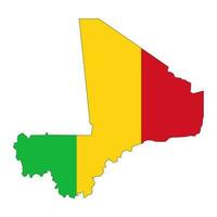 Mali kaart silhouet met vlag geïsoleerd Aan wit achtergrond vector