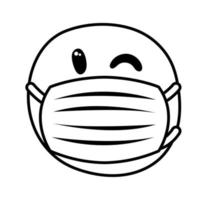 emoji met medische maskerlijnstijl vector